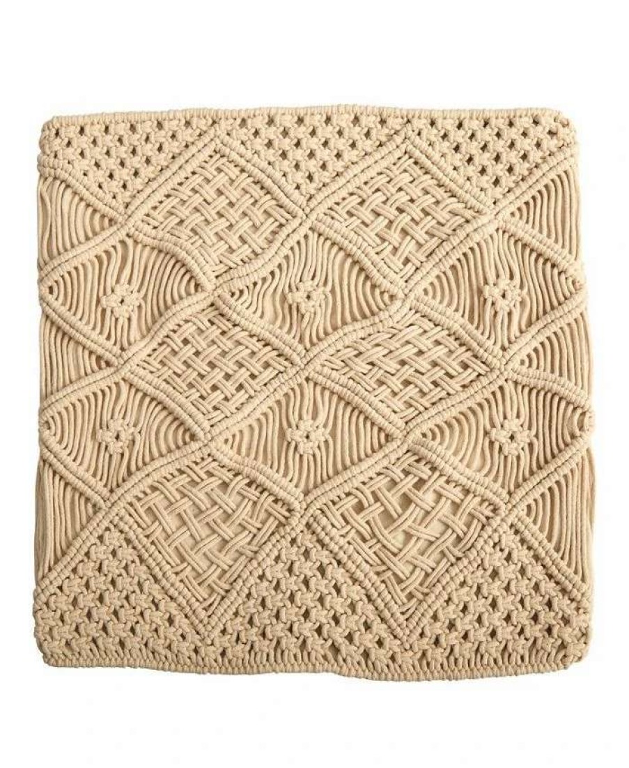 Designer Bedding * | Nearly Natural Boho Cross Woven Macrame Decorative Pillow Cover, 18 Beige