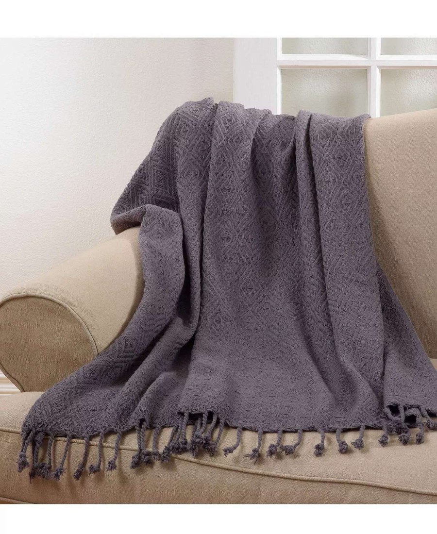 Blankets & Throws * | Saro Lifestyle Diamond Weave Throw Dark Gray