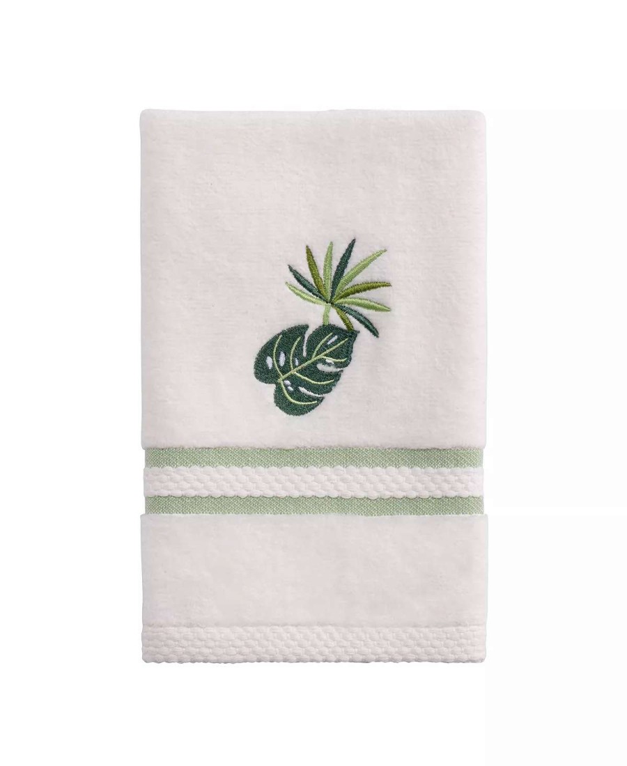 Bath Towels * | Avanti Viva Palm Decorative Fingertip Towel White