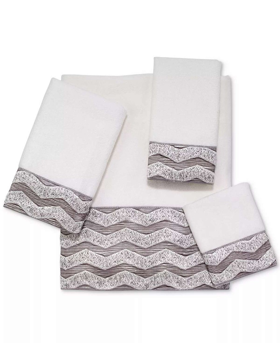 Bath Towels * | Avanti Galaxy Chevron 13 Square Washcloth White