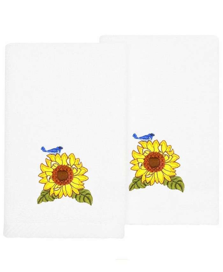 Bath Towels * | Linum Home Textiles Turkish Cotton Girasol Embellished Fingertip Towel Set, 2 Piece