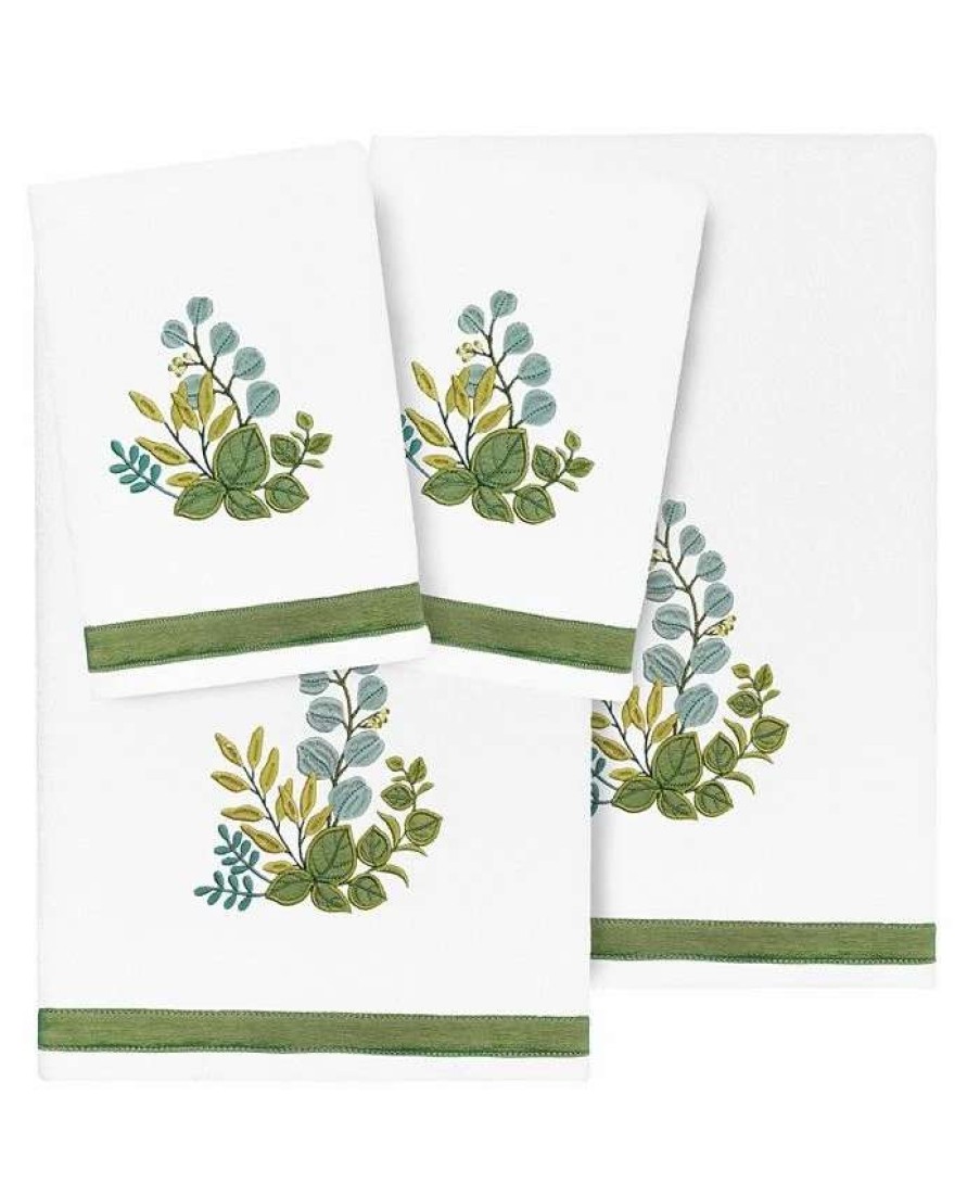 Bath Towels * | Linum Home Textiles Turkish Cotton Botanica Embellished Towel Set, 4 Piece