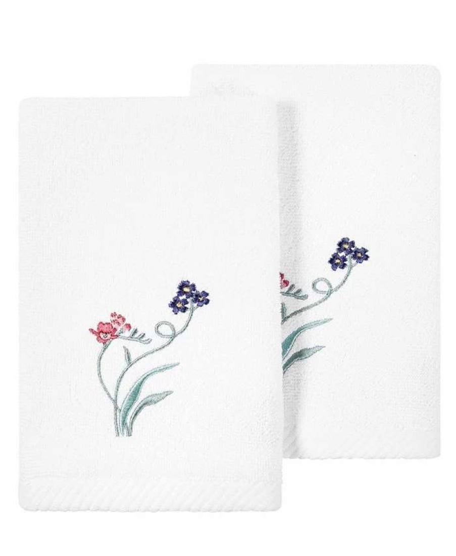 Bath Towels * | Linum Home Textiles Turkish Cotton Stella Embellished Fingertip Towel Set, 2 Piece