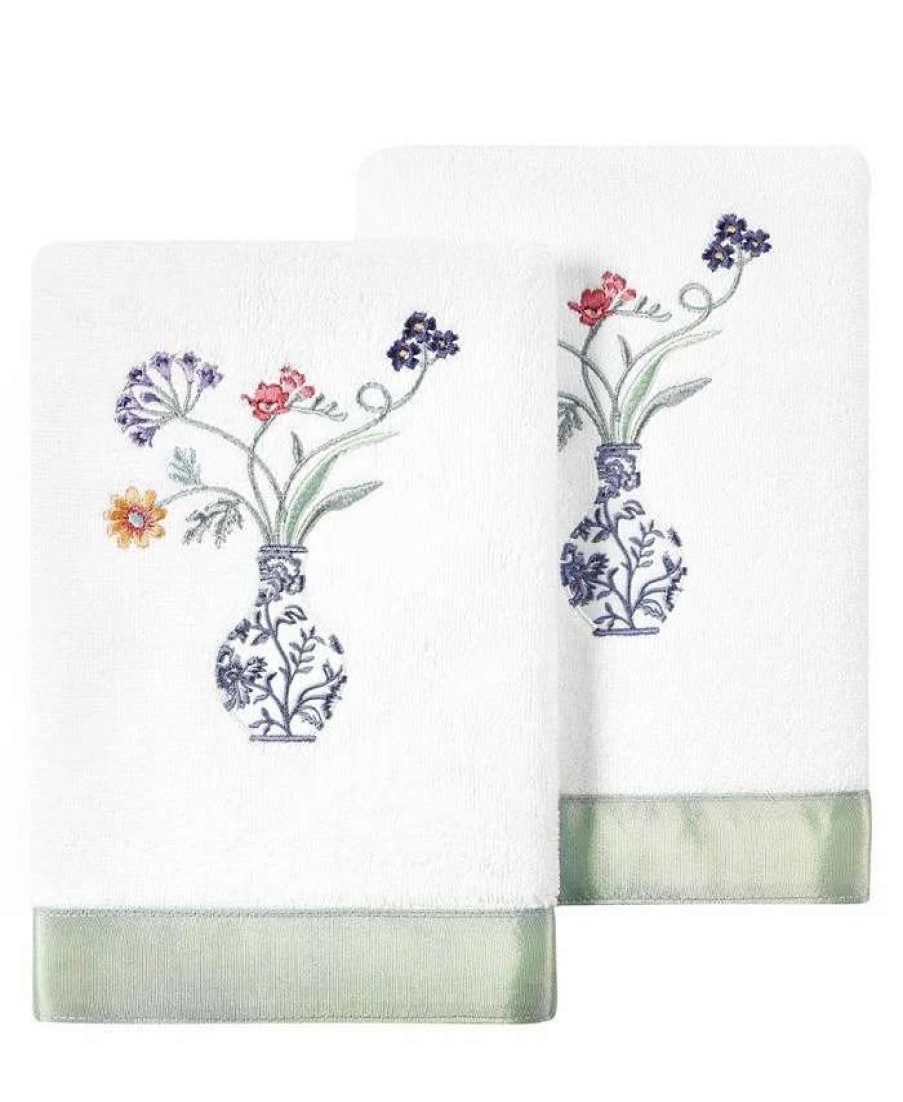 Bath Towels * | Linum Home Textiles Turkish Cotton Stella Embellished Hand Towel Set, 2 Piece