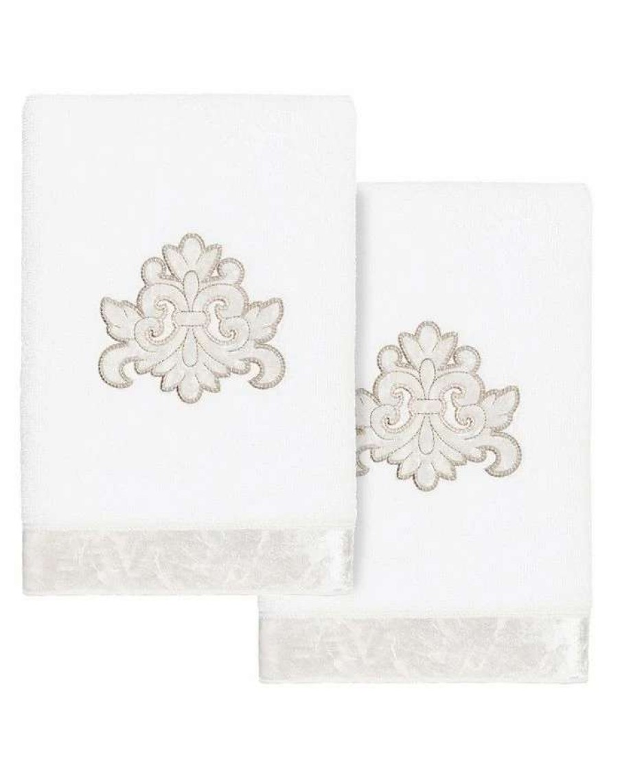 Bath Towels * | Linum Home Textiles Turkish Cotton May Embellished Hand Towel Set, 2 Piece