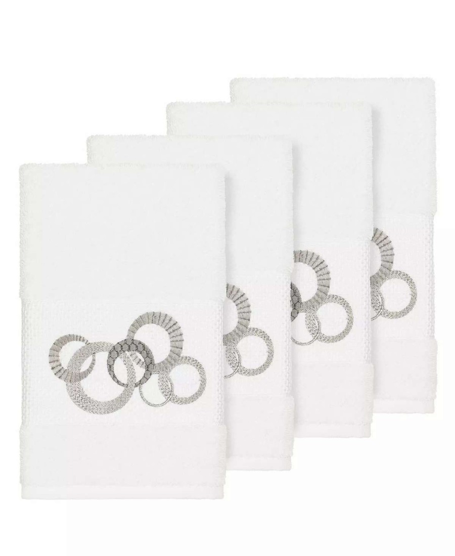 Bath Towels * | Linum Home Turkish Cotton Annabelle 4-Pc. Embellished Hand Towel Set