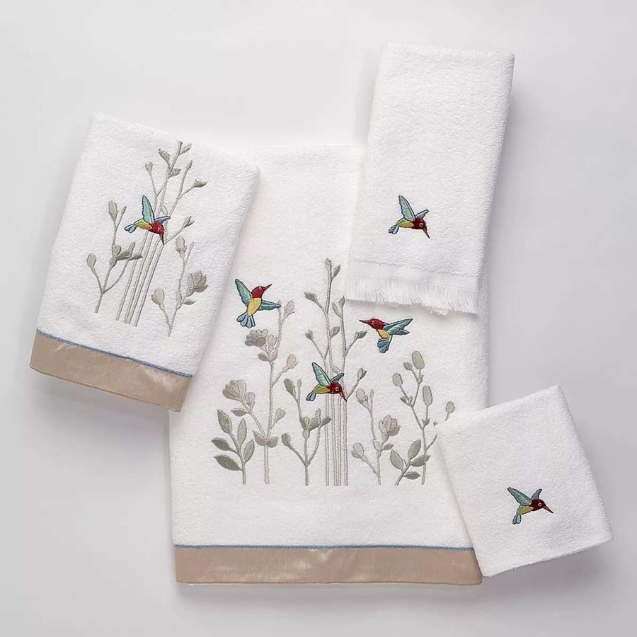 Bath Towels * | Avanti Colibri Embroidered Fingertip Towel White