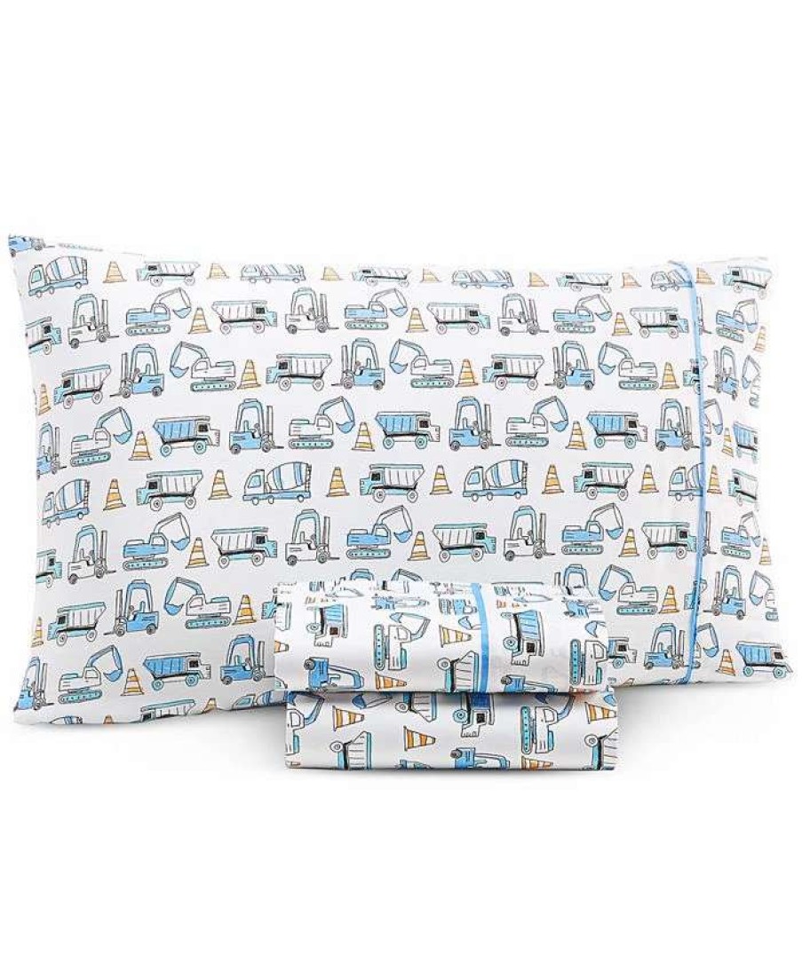 Sheets & Pillowcases * | Charter Club Kids Onstruction Truck 3-Pc. Cotton Sheet Set, Twin, Created For Macy'S Construction