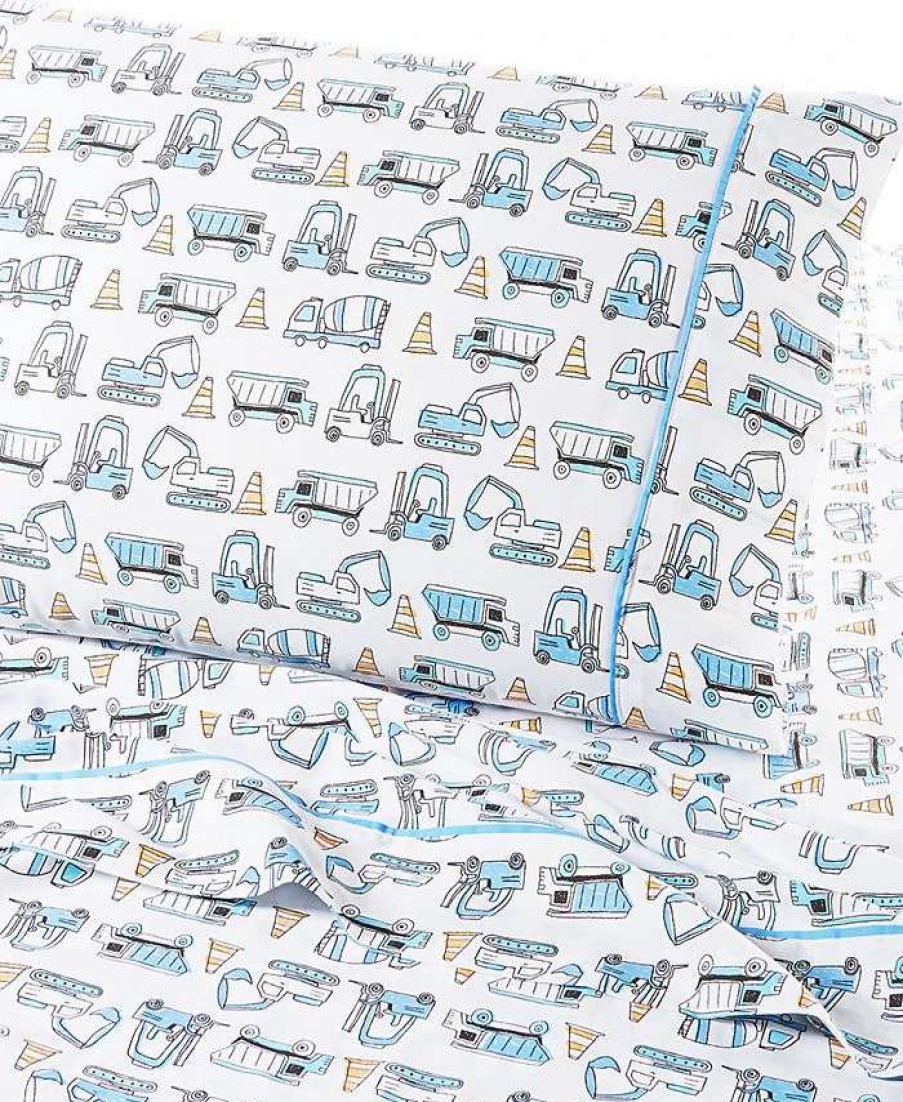 Sheets & Pillowcases * | Charter Club Kids Onstruction Truck 3-Pc. Cotton Sheet Set, Twin, Created For Macy'S Construction