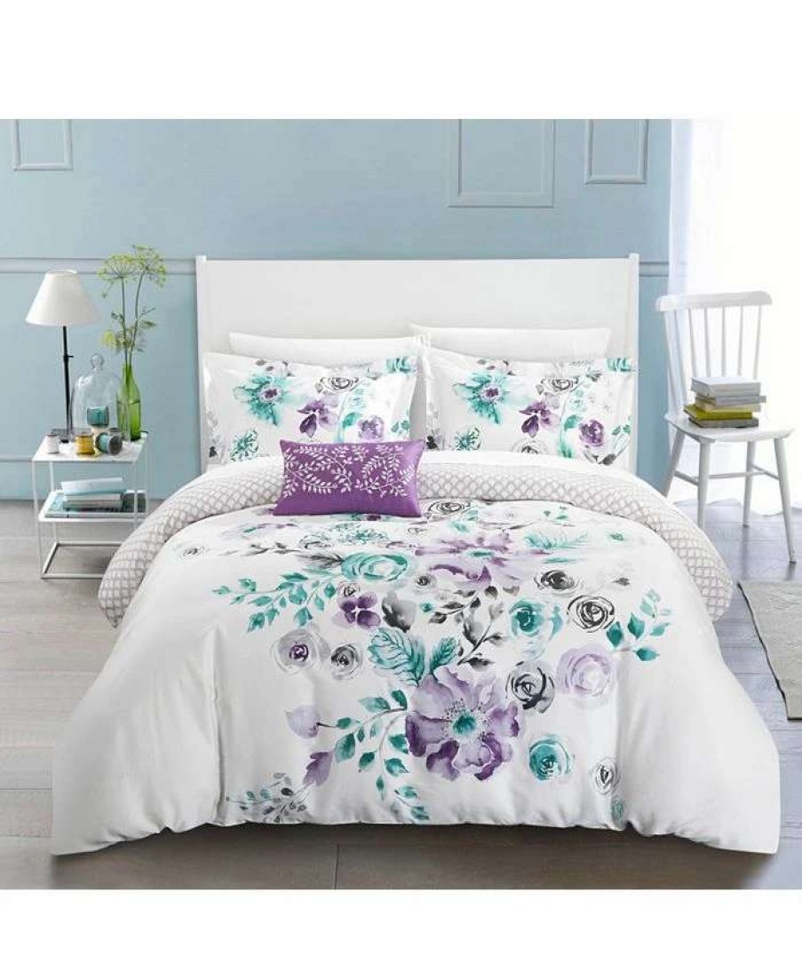 Duvet Covers & Sets * | Chic Home Enchanted Garden 4 Pc Queen Duvet Cover Set