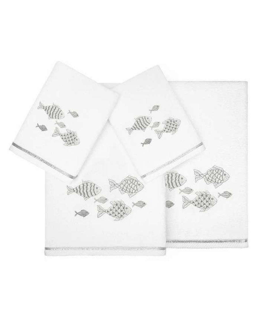 Bath Towels * | Linum Home Textiles Turkish Cotton Figi Embellished Towel Set, 4 Piece