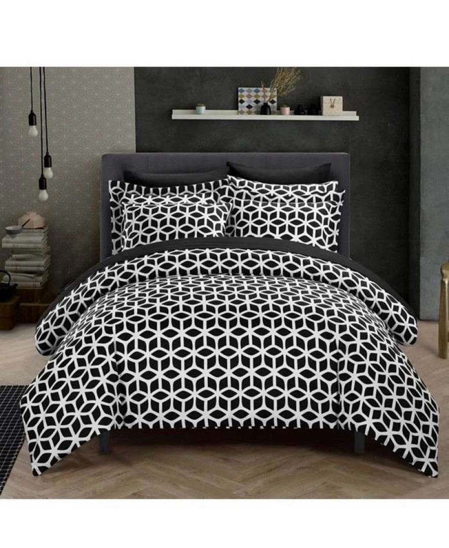 Duvet Covers & Sets * | Chic Home Elizabeth 9 Pc King Duvet Set Black