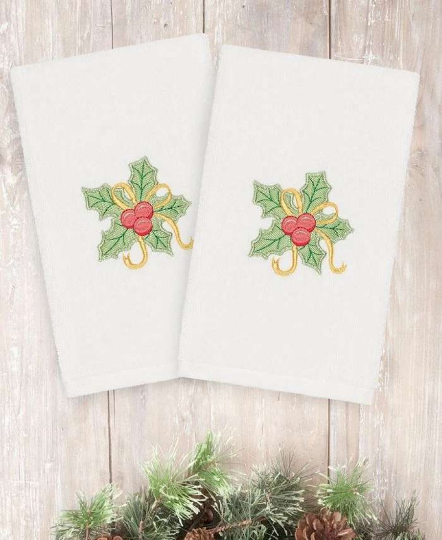 Bath Towels * | Linum Home Christmas Holly Bunch 100% Turkish Cotton Hand Towel Collection