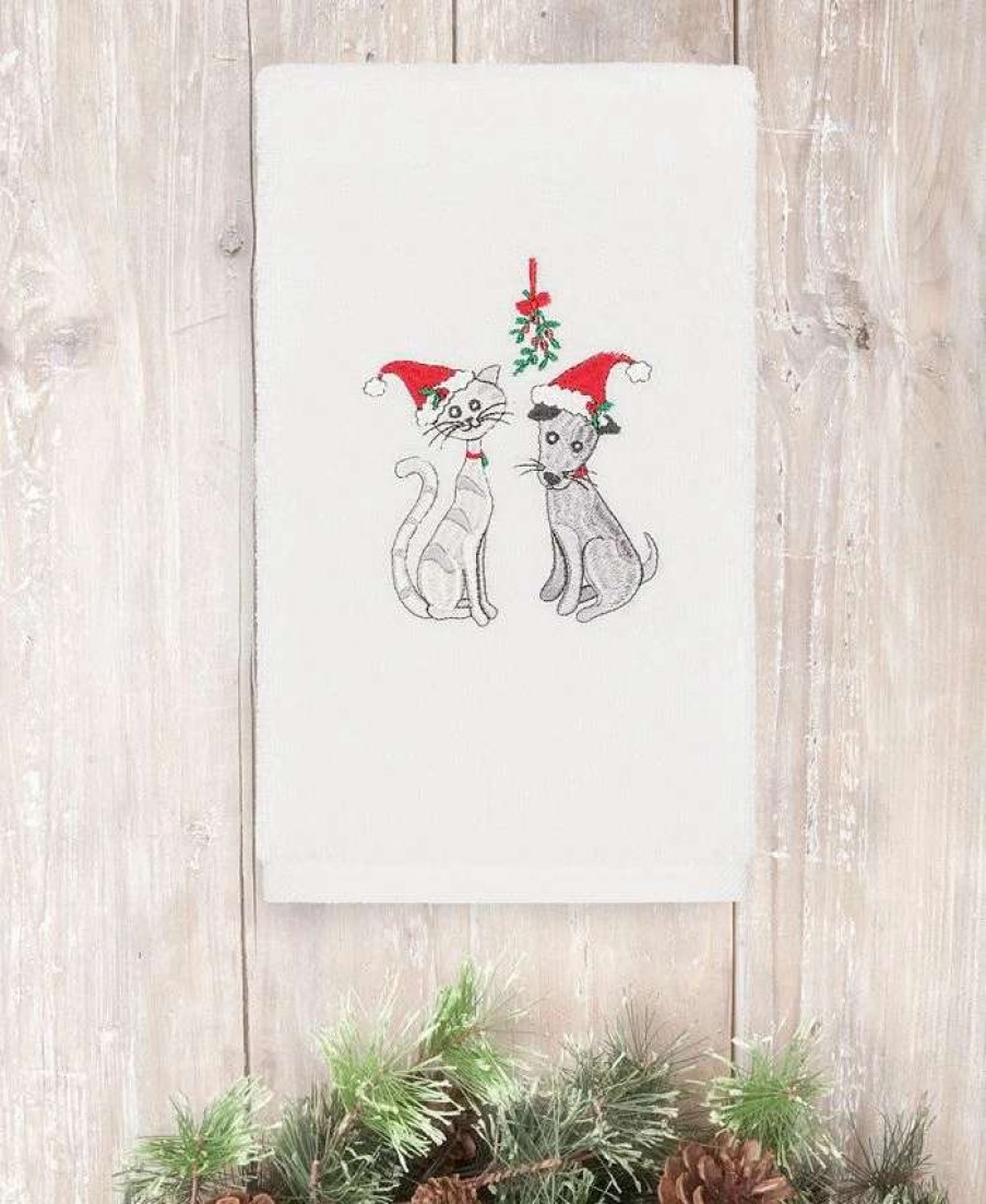 Bath Towels * | Linum Home Christmas Cute Couple 100% Turkish Cotton Hand Towel