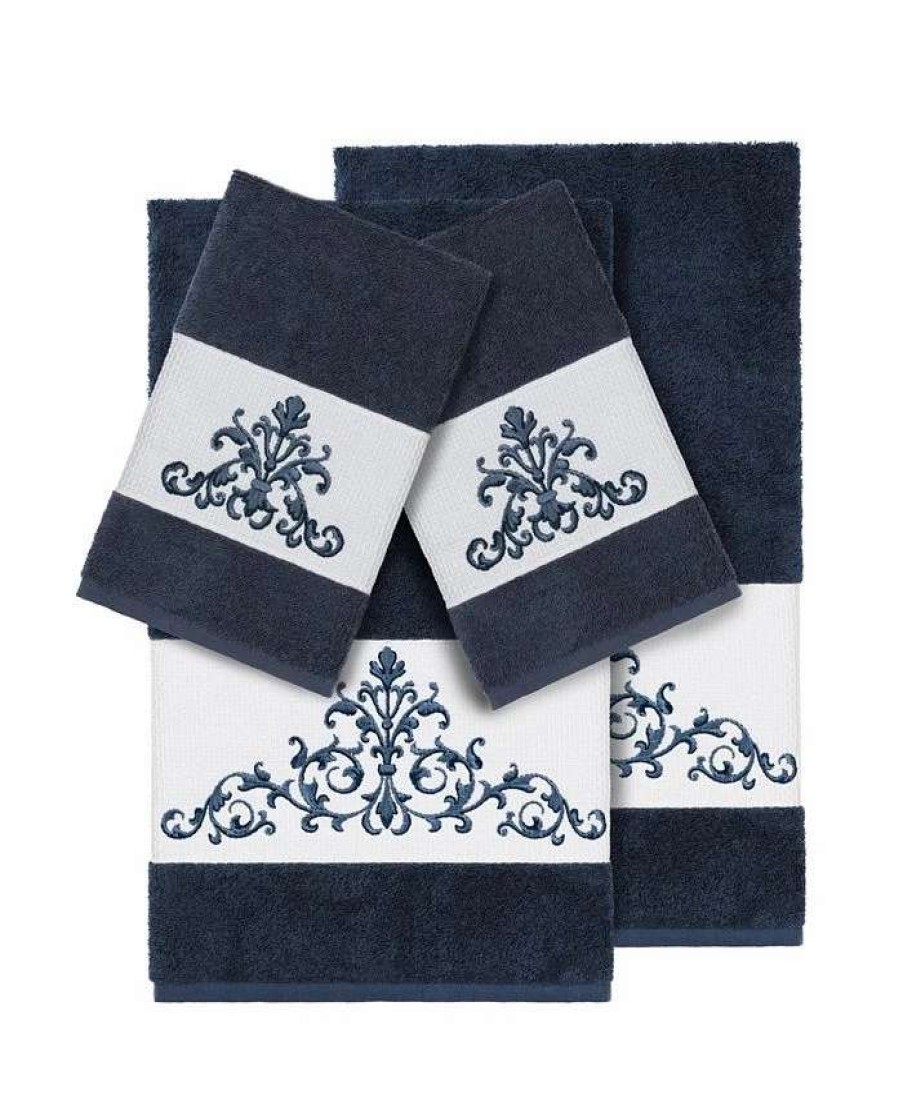 Bath Towels * | Linum Home Turkish Cotton Scarlet 4-Pc. Embellished Towel Set