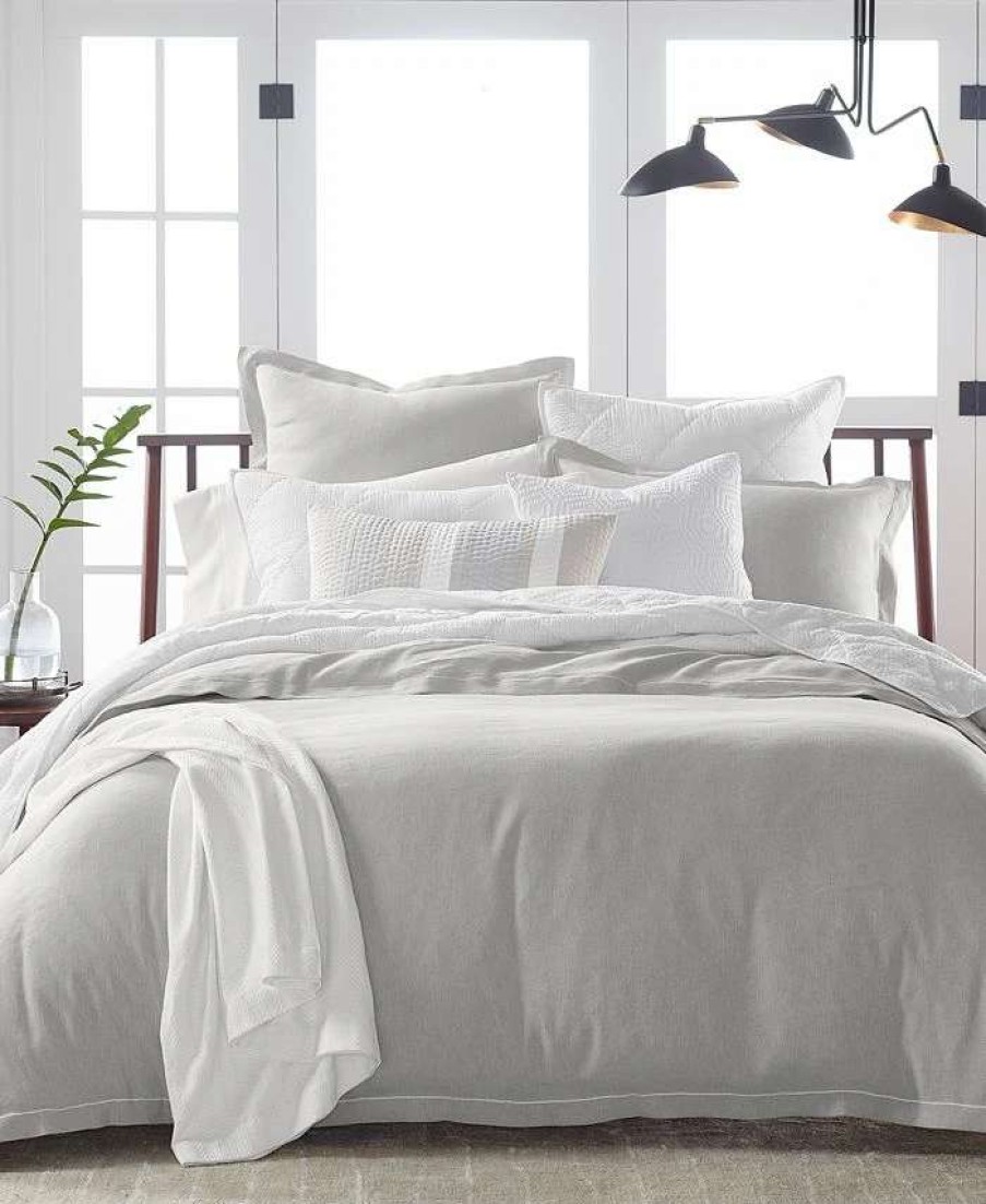 Duvet Covers & Sets * | Hotel Collection Linen/Modal Blend Duvet Cover, Full/Queen, Created For Macy'S Grey