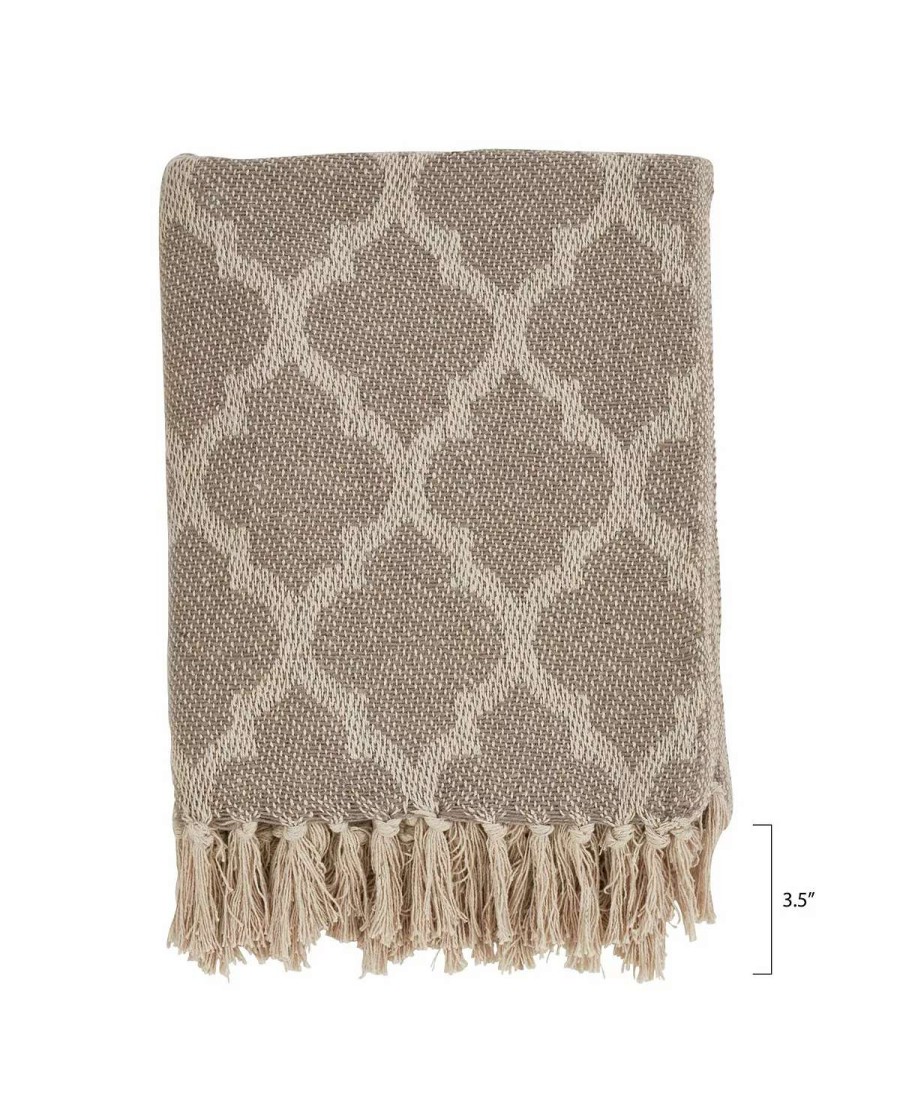 Blankets & Throws * | Saro Lifestyle Moroccan Tile Design Throw Taupe