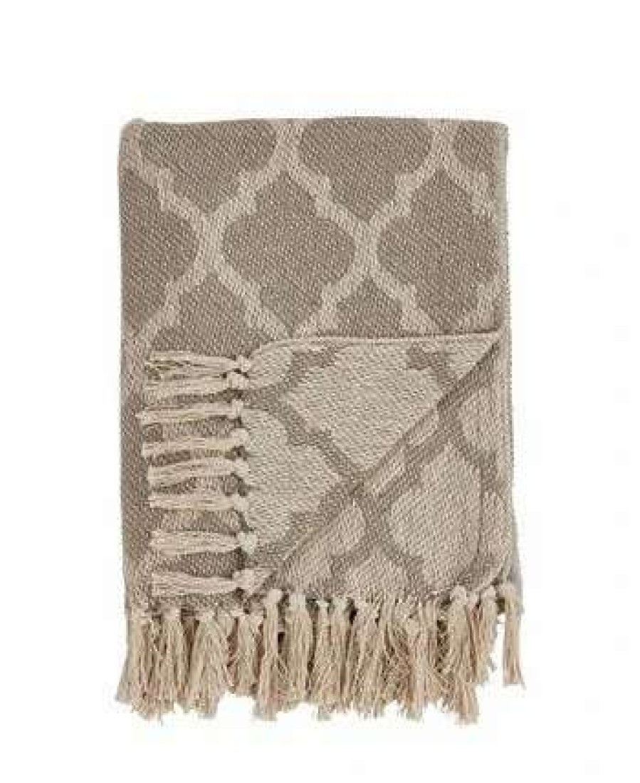 Blankets & Throws * | Saro Lifestyle Moroccan Tile Design Throw Taupe