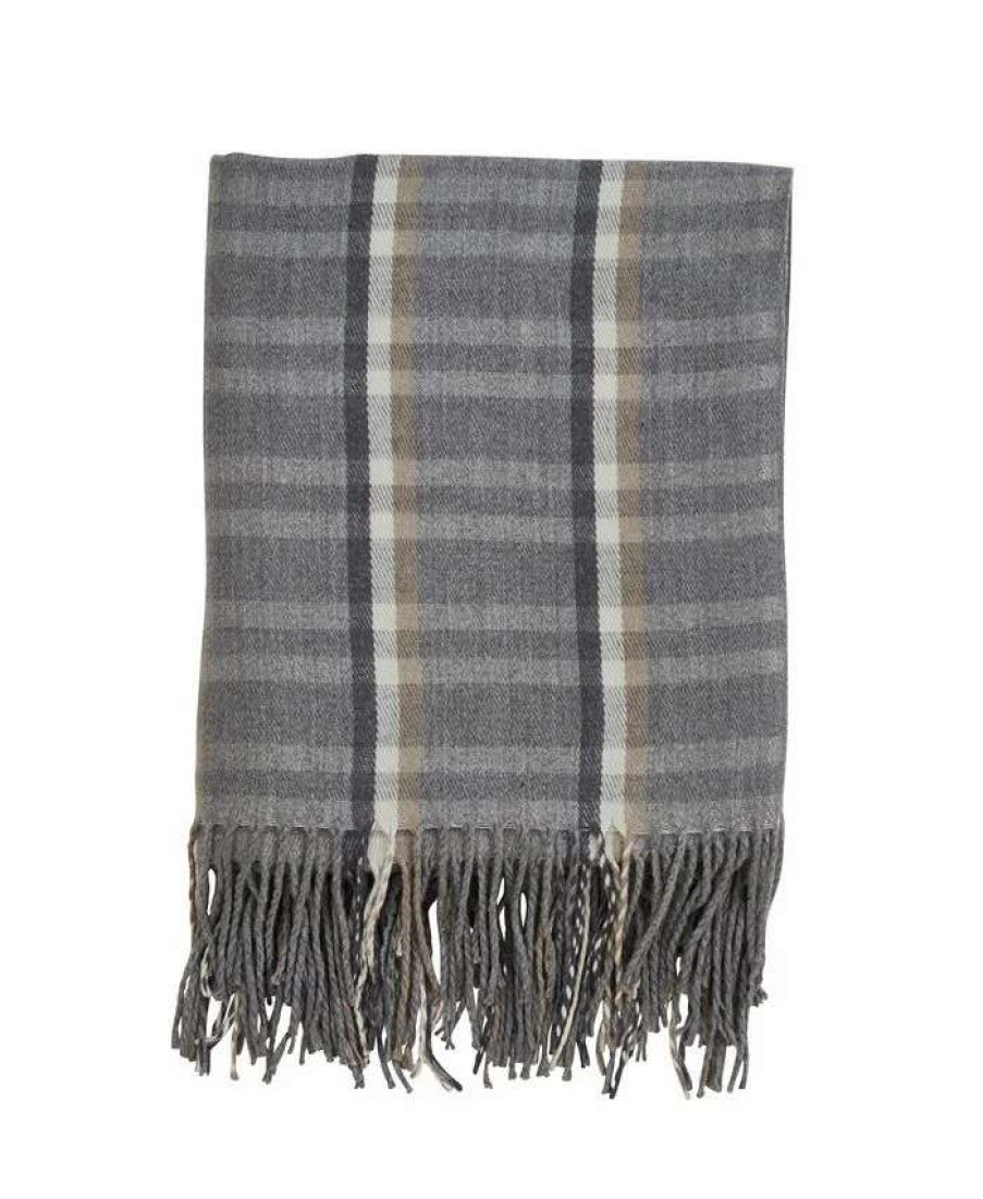 Blankets & Throws * | Saro Lifestyle Plaid Throw Gray