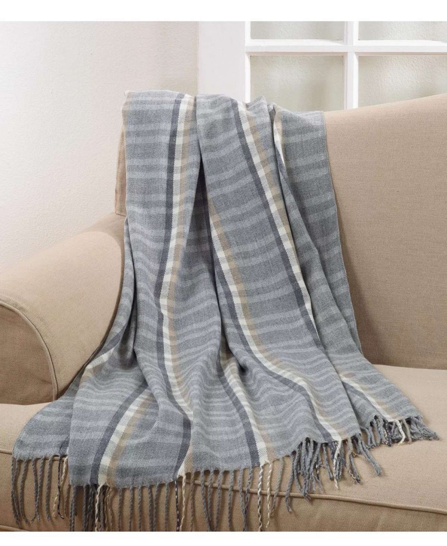 Blankets & Throws * | Saro Lifestyle Plaid Throw Gray