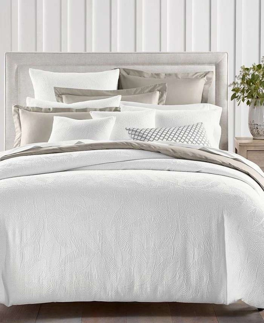 Duvet Covers & Sets * | Charter Club Woven Leaves 2-Pc. Duvet Cover Set, Twin, Created For Macy'S White