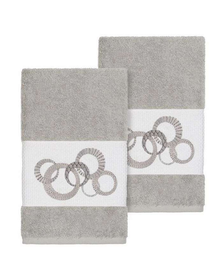 Bath Towels * | Linum Home Annabelle 2-Pc. Embellished Hand Towel Set