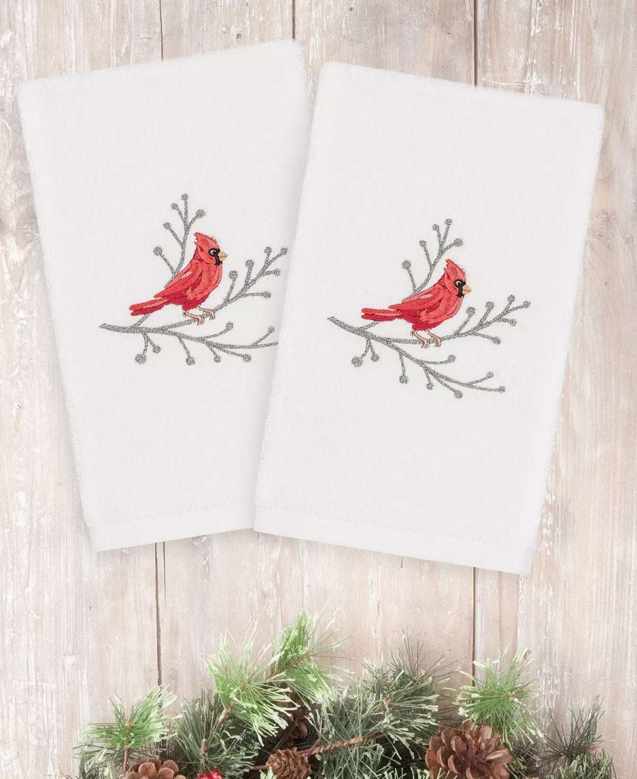 Bath Towels * | Linum Home Christmas Cardinal 100% Turkish Cotton Hand Towels