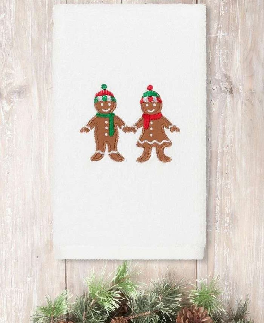 Bath Towels * | Linum Home Christmas Gingerbread Embroidered 100% Turkish Cotton Hand Towel