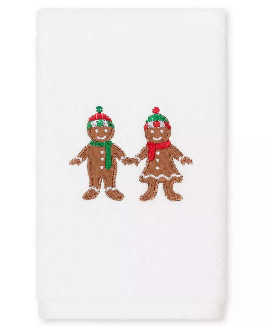 Bath Towels * | Linum Home Christmas Gingerbread Embroidered 100% Turkish Cotton Hand Towel