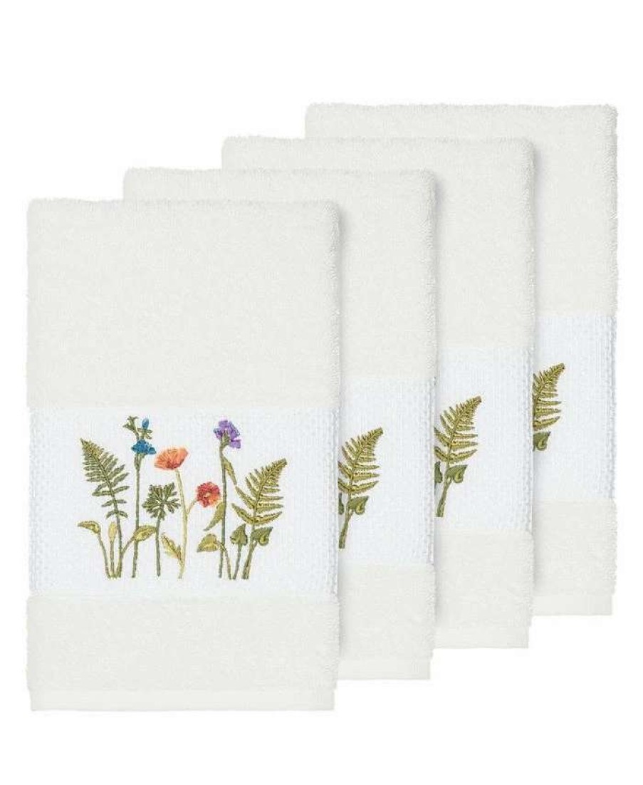 Bath Towels * | Linum Home Turkish Cotton Serenity 4-Pc. Embellished Hand Towel Set