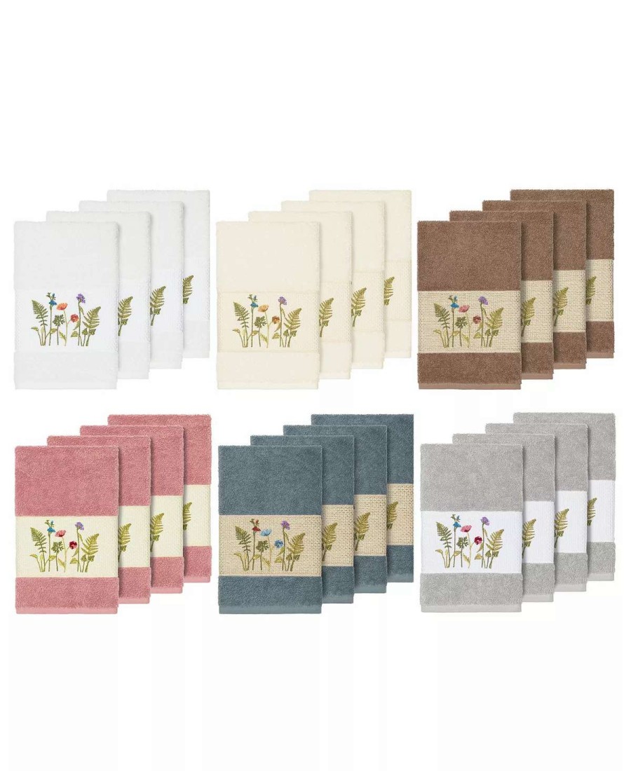 Bath Towels * | Linum Home Turkish Cotton Serenity 4-Pc. Embellished Hand Towel Set