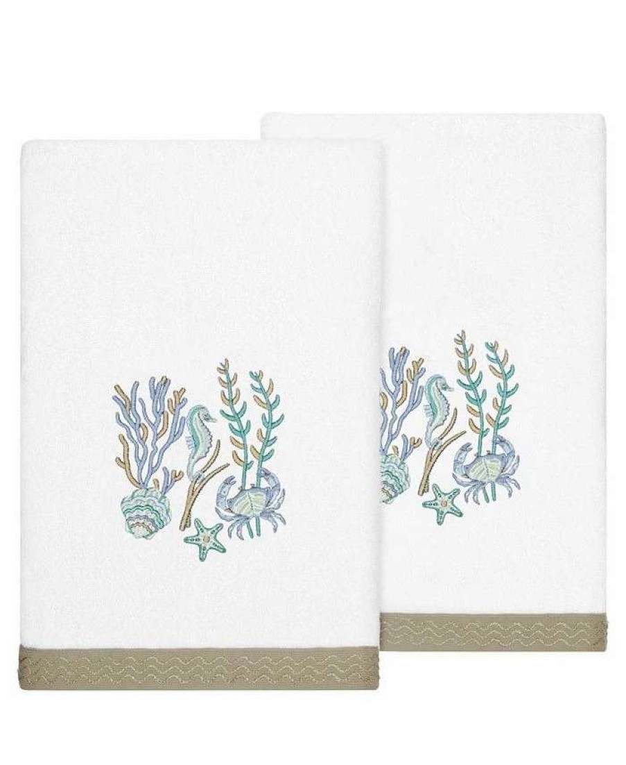 Bath Towels * | Linum Home Textiles Turkish Cotton Aaron Embellished Bath Towel Set, 2 Piece