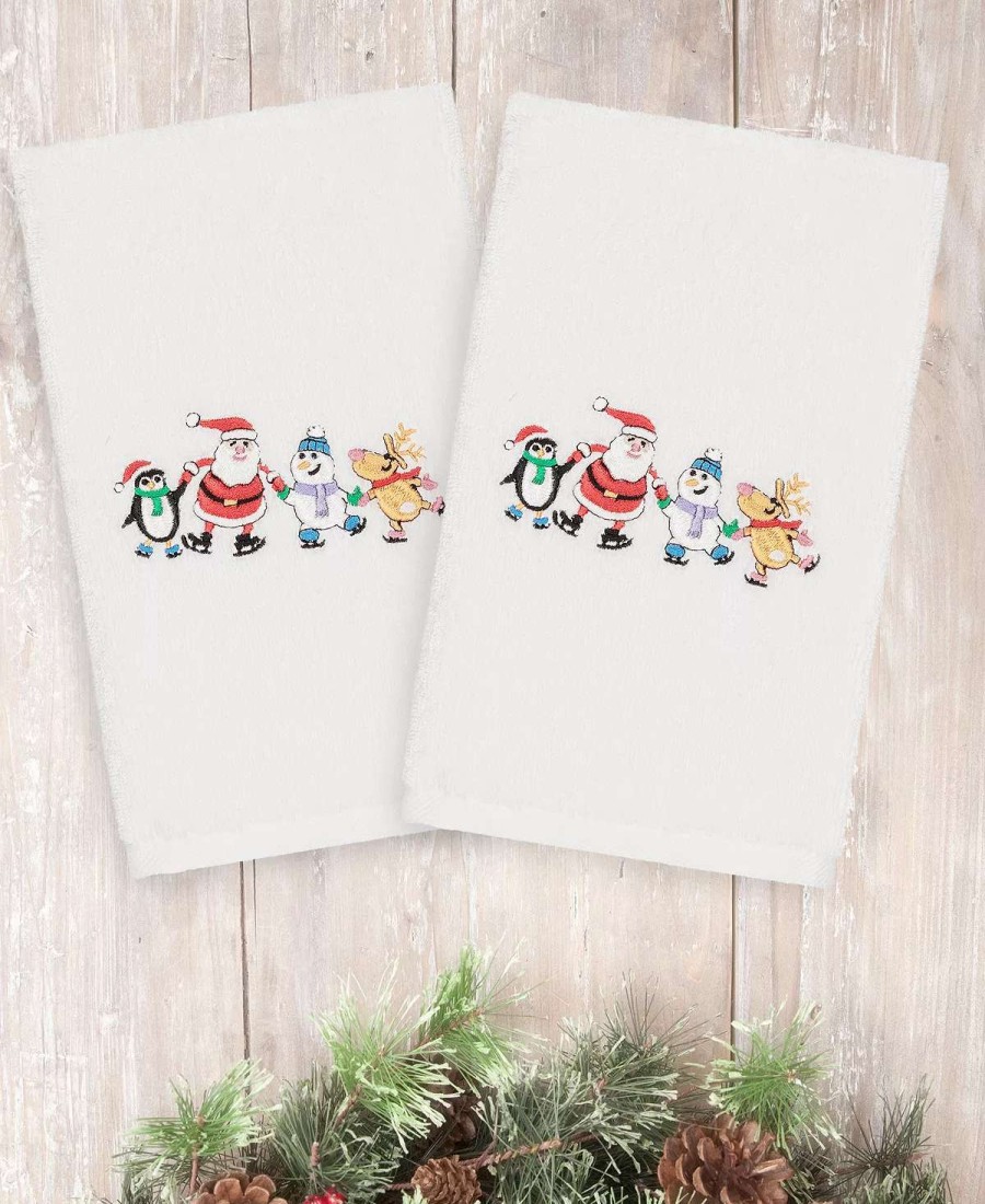 Bath Towels * | Linum Home Christmas Skating Party 100% Turkish Cotton 2-Pc. Hand Towel Set