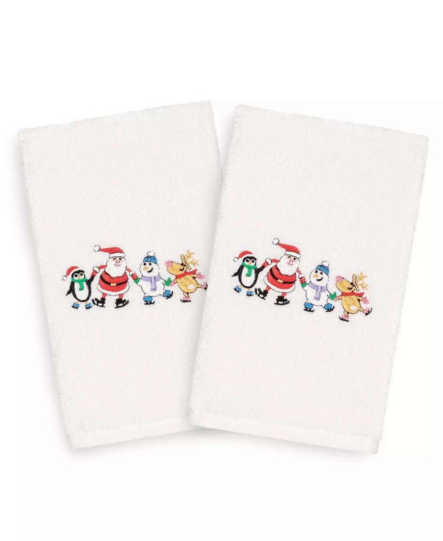 Bath Towels * | Linum Home Christmas Skating Party 100% Turkish Cotton 2-Pc. Hand Towel Set