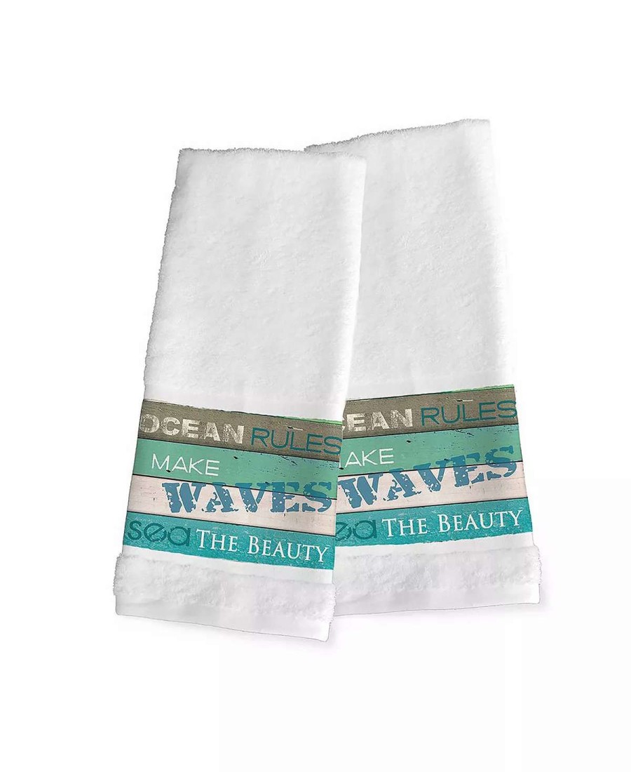 Bath Towels * | Laural Home Ocean Rules 2-Pc.Hand Towel Set Beige/Multi