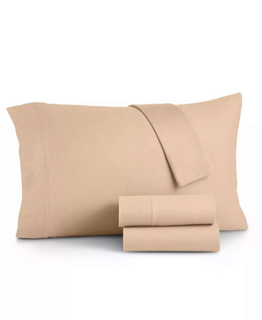 Sheets & Pillowcases * | Martha Stewart Collection Loseout! Jersey Knit 4-Pc. Sheet Set, Full, Created For Macy'S Oatmeal