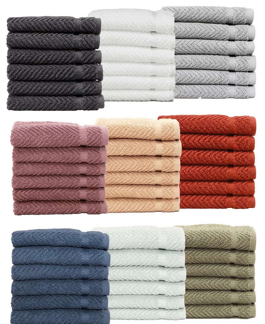 Bath Towels * | Linum Home Rringbone 6-Pc. Washcloth Set