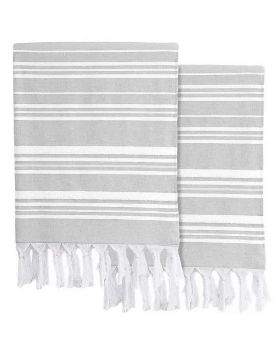 Bath Towels * | Linum Home Textiles Ephesus Pestemal Pack Of 2 100% Turkish Cotton Beach Towel Stone