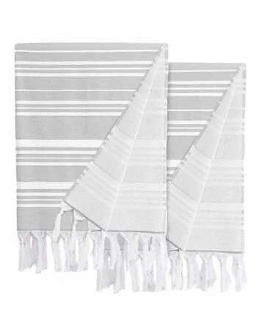 Bath Towels * | Linum Home Textiles Ephesus Pestemal Pack Of 2 100% Turkish Cotton Beach Towel Stone