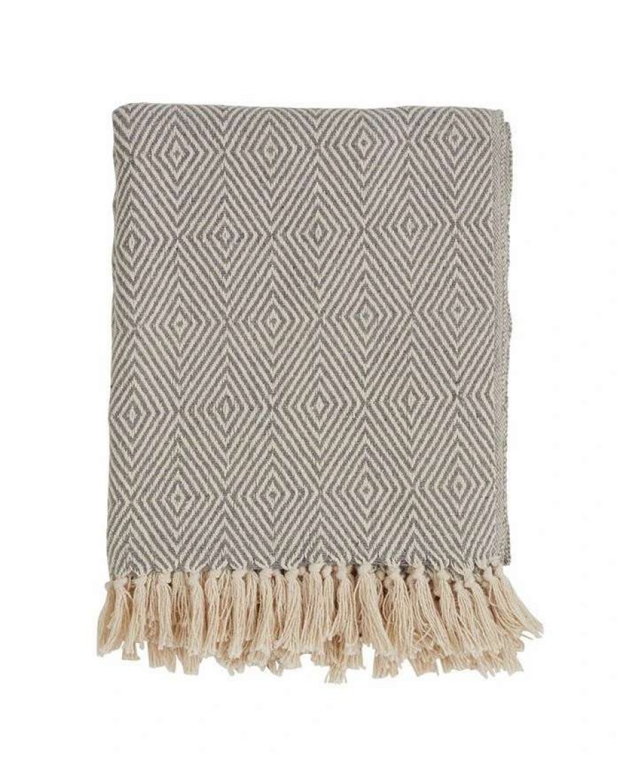 Blankets & Throws * | Saro Lifestyle Diamond Weave Throw Gray