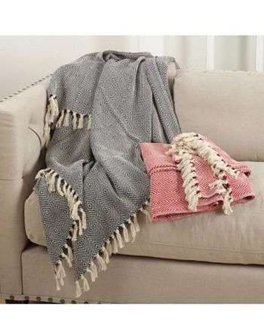 Blankets & Throws * | Saro Lifestyle Diamond Weave Throw Gray