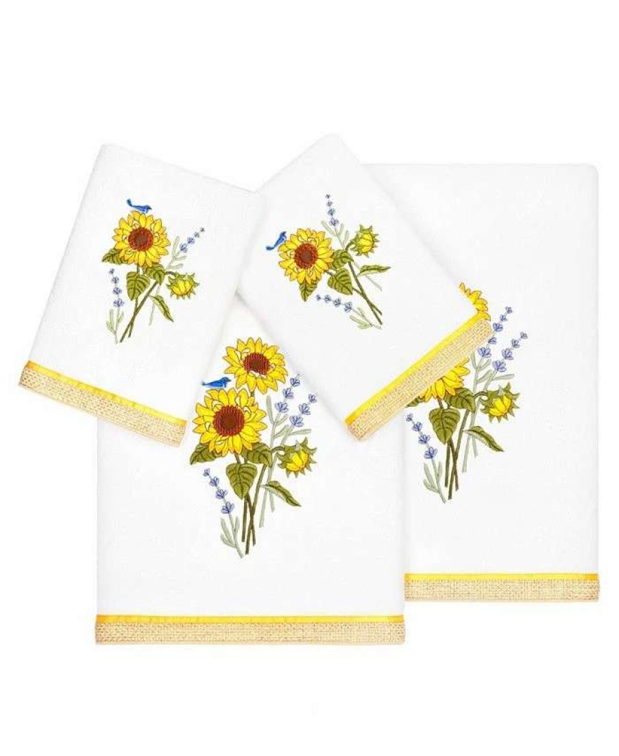 Bath Towels * | Linum Home Textiles Turkish Cotton Girasol Embellished Towel Set, 4 Piece