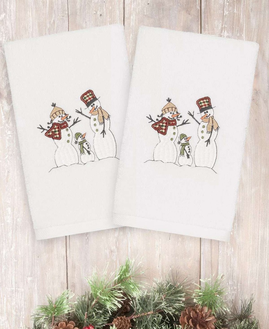 Bath Towels * | Linum Home Christmas Snow Family 100% Turkish Cotton 2-Pc. Hand Towel Set