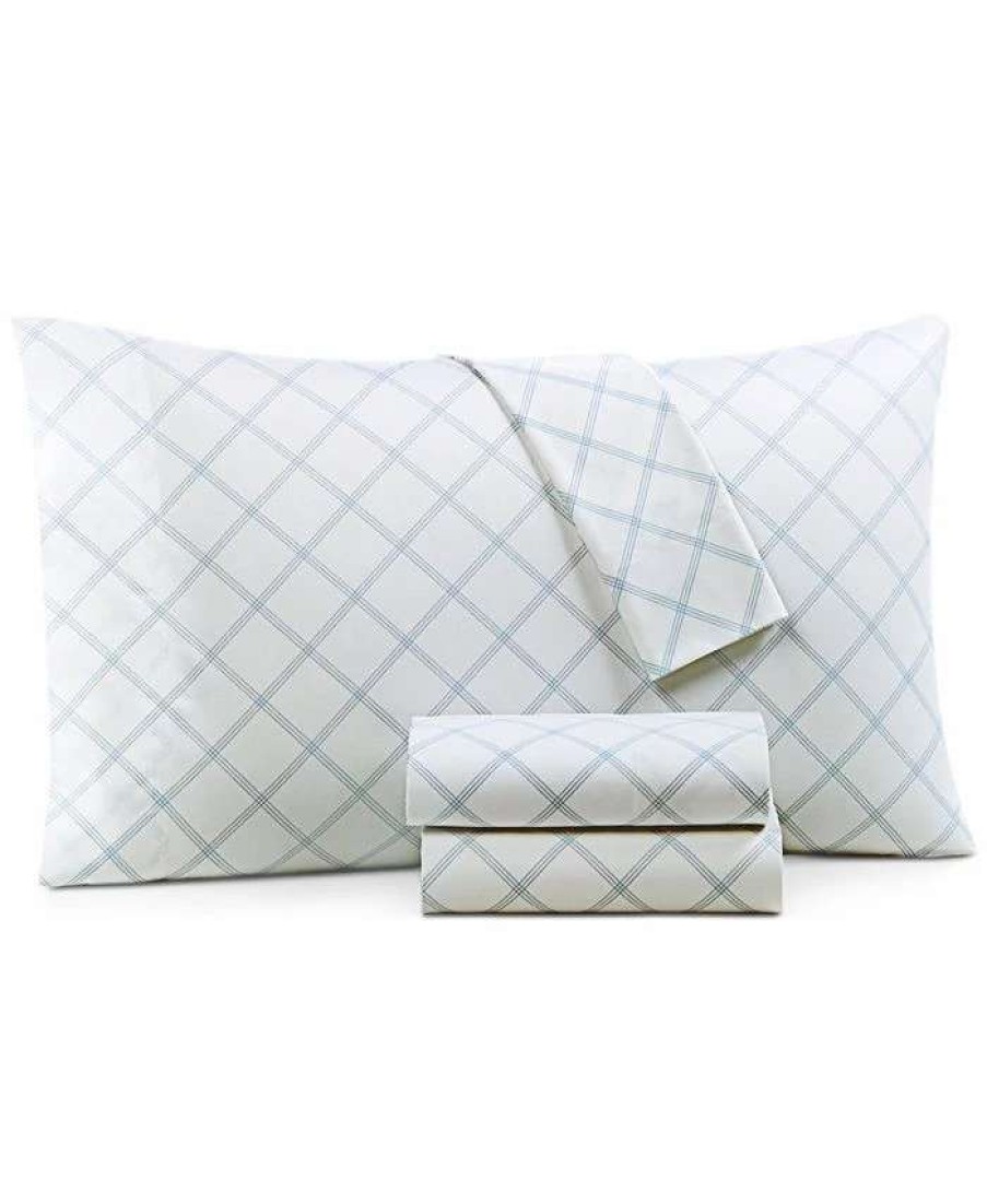 Sheets & Pillowcases * | Charter Club Printed Window Pane 550-Thread Count Cotton 4-Pc. Sheet Set, Full, Created For Macy'S Blue