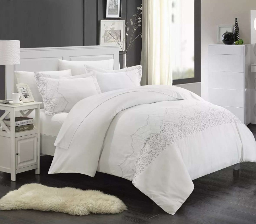 Duvet Covers & Sets * | Chic Home Sophia 3 Pc King Duvet Cover Set White