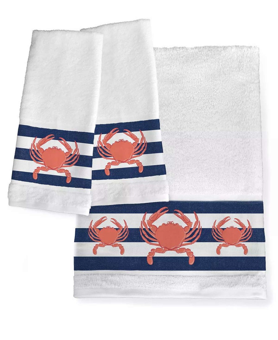 Bath Towels * | Laural Home Crab Stripe Bath Towel Wht/Crab