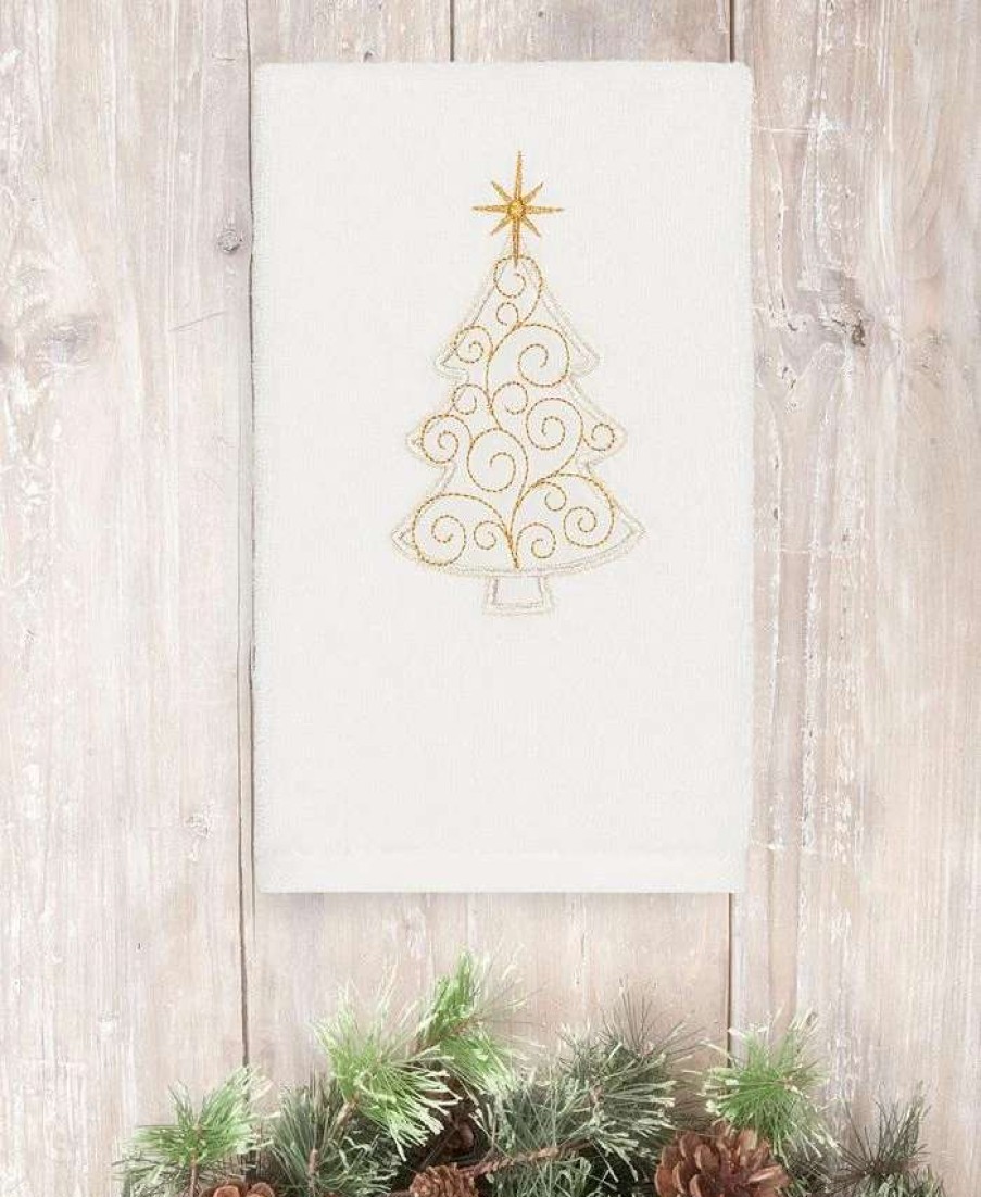 Bath Towels * | Linum Home Christmas Tree Scroll 100% Turkish Cotton Hand Towel