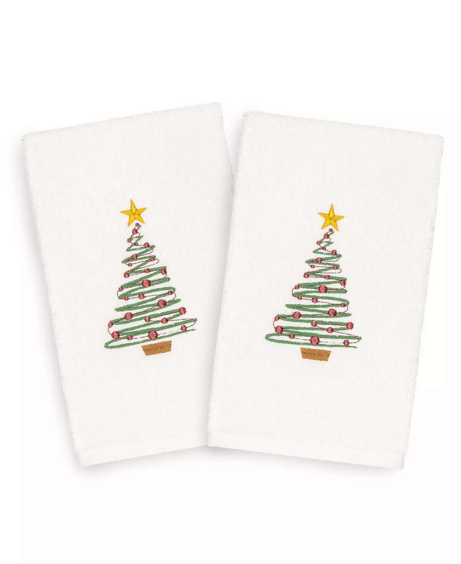 Bath Towels * | Linum Home Christmas Tree 100% Turkish Cotton 2-Pc. Hand Towel Set