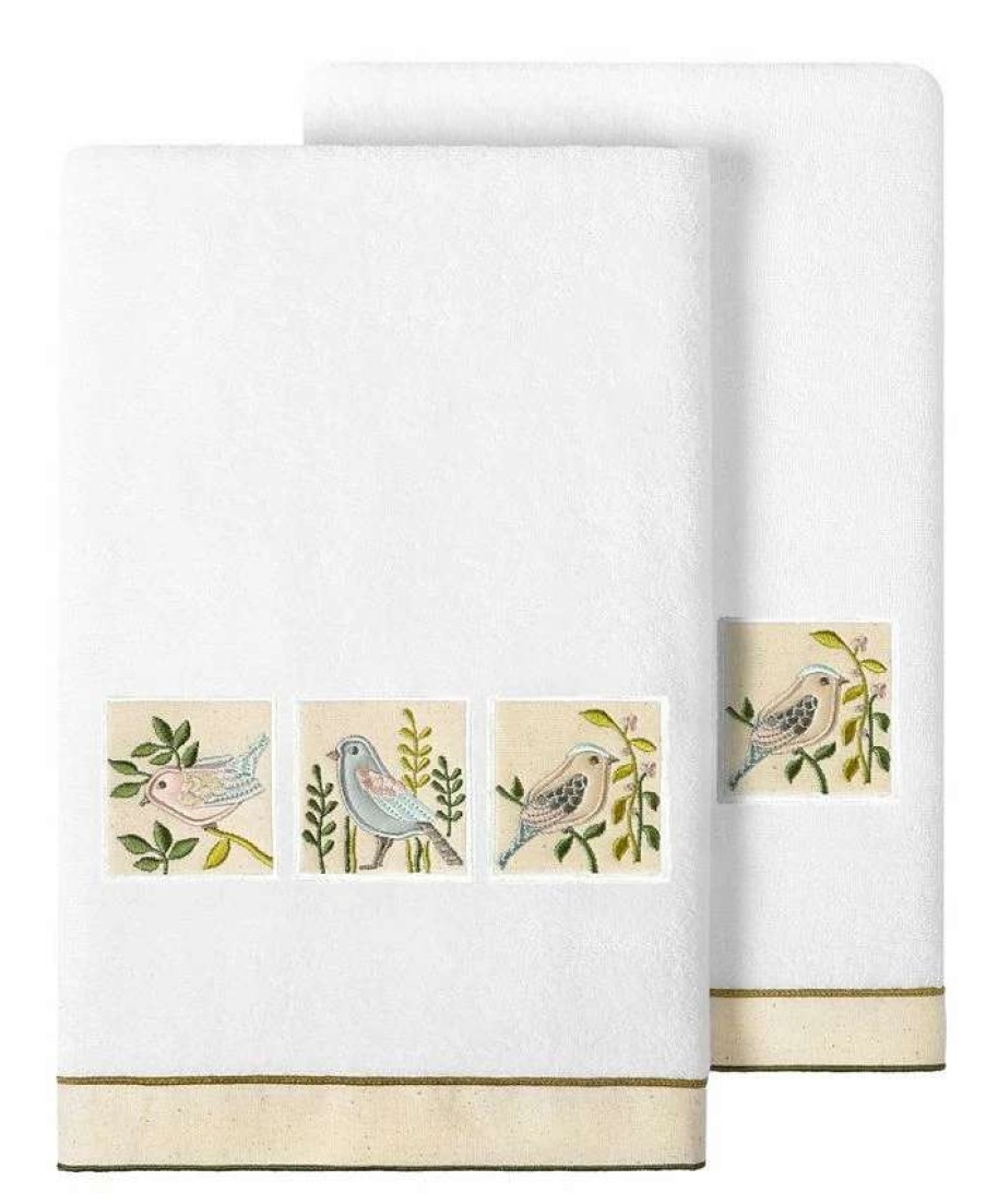 Bath Towels * | Linum Home Textiles Turkish Cotton Belinda Embellished Bath Towel Set, 2 Piece