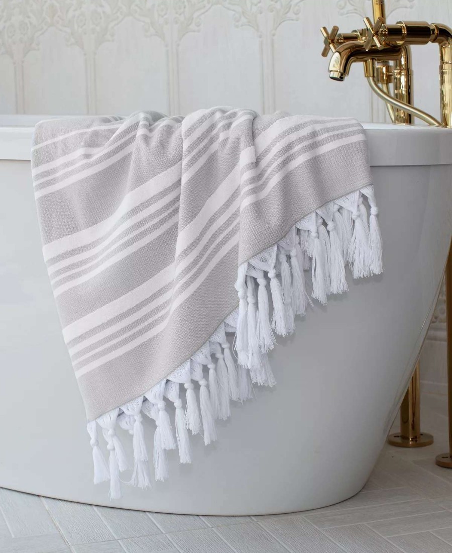 Bath Towels * | Linum Home Textiles 100% Turkish Cotton Ephesus Pestemal Beach Towel Collection Stone